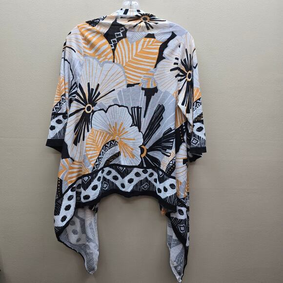 Chico's Floral Open Waterfall Draped Front Cardigan Sweater Boho Size 3 US XL - Picture 2 of 4